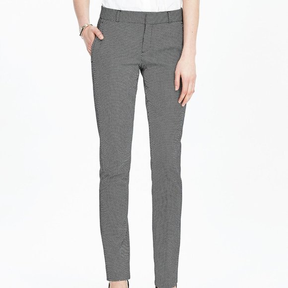 Banana Republic Pants - Banana Republic Women's Black Ryan-fit Dot Slim-straight Wool Blend Pant Size 4